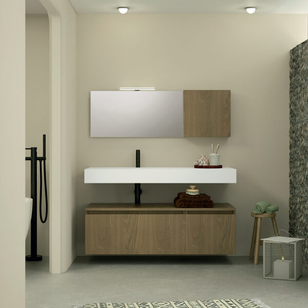 X Solid Basin ΙII - Έπιπλο Μπάνιου Μελαμίνη MDF Κρεμαστό Μ120xΠ50xΥ35 με νιπτήρα