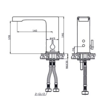 Tema Creavit Sensor - Μπαταρία νιπτήρος ηλεκτρονική αναμεικτική Chrome - Image 2