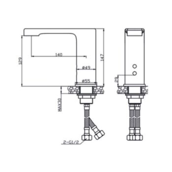 Tema Creavit Sensor - Μπαταρία νιπτήρος ηλεκτρονική μονής ροής Chrome - Image 2