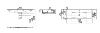 Tema Creavit Slim White - Νιπτήρας ένθετος ορθογώνιος 120x45x17,9cm - Image 2