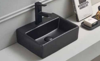 Tema Strike - Νιπτήρας πορσελάνης επικαθήμενος 38x30xY12cm Black