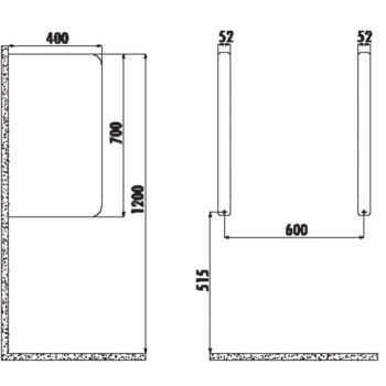 Tema Creavit - Διαχωριστικό ουρητηρίου επίτοιχο 40x60xY70 cm White - Image 3