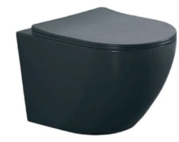 Tema Fit - Λεκάνη κρεμαστή rimless 49,2x36 cm με κάλυμμα Black Matt