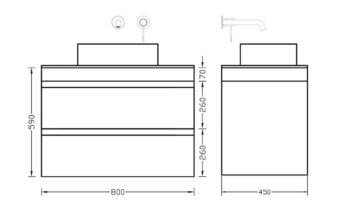 Orabella Vision 80 - Έπιπλο μπάνιου κρεμαστό με συρτάρια 80x45xY60 cm - Image 3