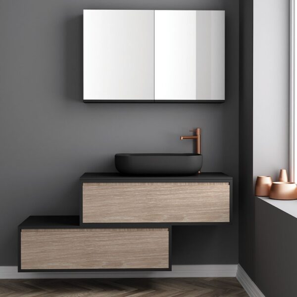 Orabella Drawers Asymmetrical 100 - Έπιπλο μπάνιου κρεμαστό με συρτάρια 100x45xY30 cm