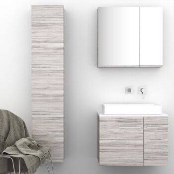 Orabella Solid Surface 70 - Έπιπλο μπάνιου κρεμαστό με 2 πόρτες και Καθρέπτη 70x45xY50 cm