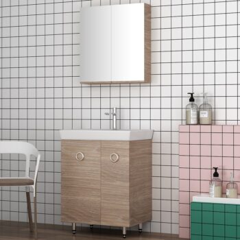 Orabella Vanity 65 Long - Έπιπλο μπάνιου Επιδαπέδιο με Νιπτήρα και Καθρέπτη Μ65xΒ45xΥ76cm