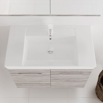Orabella Vanity 80 - Έπιπλο μπάνιου Κρεμαστό με πόρτες, Νιπτήρα και Καθρέπτη Μ80xΒ45xΥ50cm - Image 2