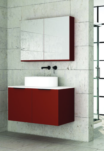 Orabella Solid Surface 90 - Έπιπλο μπάνιου κρεμαστό με 2 πόρτες και Καθρέπτη 90x45xY50 cm