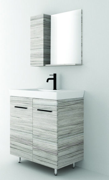 Orabella Vanity 80 Long - Έπιπλο μπάνιου Επιδαπέδιο με πόρτες, Νιπτήρα και Καθρέπτη Μ80xΒ45xΥ76cm