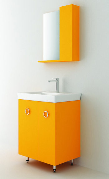 Orabella Vanity 65 Long - Έπιπλο μπάνιου Επιδαπέδιο με Νιπτήρα και Καθρέπτη Μ65xΒ45xΥ76cm