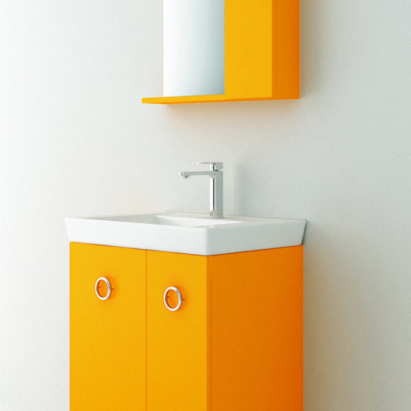 Orabella Vanity 65 Long - Έπιπλο μπάνιου Επιδαπέδιο με Νιπτήρα και Καθρέπτη Μ65xΒ45xΥ76cm