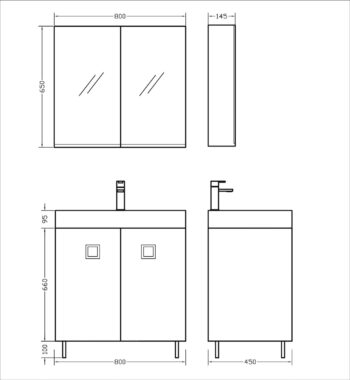Orabella Vanity 80 Long - Έπιπλο μπάνιου Επιδαπέδιο με πόρτες, Νιπτήρα και Καθρέπτη Μ80xΒ45xΥ76cm - Image 5