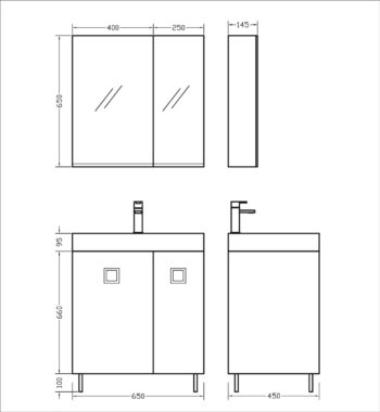 Orabella Vanity 65 Long - Έπιπλο μπάνιου Επιδαπέδιο με Νιπτήρα και Καθρέπτη Μ65xΒ45xΥ76cm - Image 4