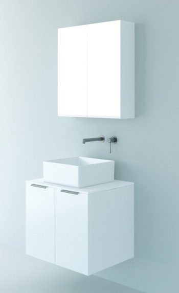 Orabella Solid Surface 60 - Έπιπλο μπάνιου κρεμαστό με 2 πόρτες και Καθρέπτη 60x45xY50 cm