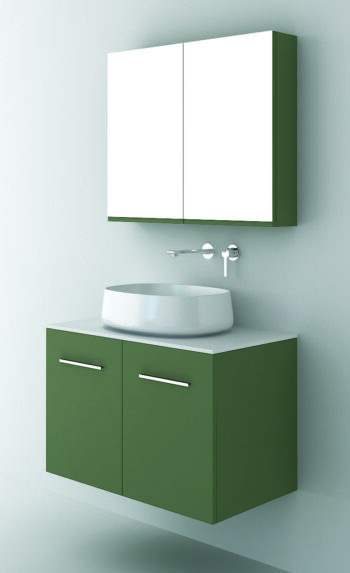 Orabella Solid Surface 80 - Έπιπλο μπάνιου κρεμαστό με 2 πόρτες και Καθρέπτη 80x45xY50 cm
