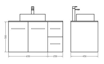 Orabella Solid Surface 90 - Έπιπλο μπάνιου κρεμαστό με 2 πόρτες, 2 Συρτάρια και Καθρέπτη 90x45xY50 cm - Image 3