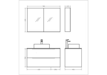 Orabella Solid Surface 90 - Έπιπλο μπάνιου κρεμαστό με 2 Συρτάρια και Καθρέπτη 90x45xY50 cm - Image 3