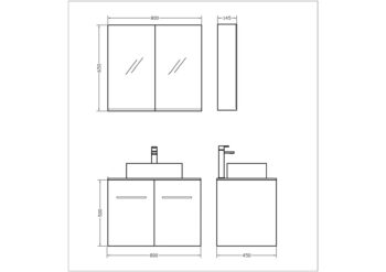 Orabella Solid Surface 80 - Έπιπλο μπάνιου κρεμαστό με 2 πόρτες και Καθρέπτη 80x45xY50 cm - Image 2