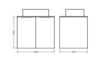 Orabella Solid Surface 60 - Έπιπλο μπάνιου κρεμαστό με 2 πόρτες και Καθρέπτη 60x45xY50 cm - Image 3