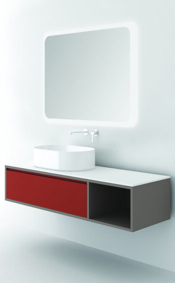 Orabella Drawer With Shelf 140 - Έπιπλο μπάνιου κρεμαστό με συρτάρι και ράφι 140x45xY30 cm