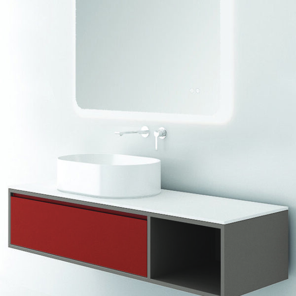 Orabella Drawer With Shelf 140 - Έπιπλο μπάνιου κρεμαστό με συρτάρι και ράφι 140x45xY30 cm