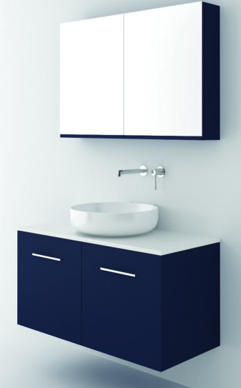 Orabella Solid Surface 100 - Έπιπλο μπάνιου κρεμαστό με 2 πόρτες και Καθρέπτη 100x45xY50 cm